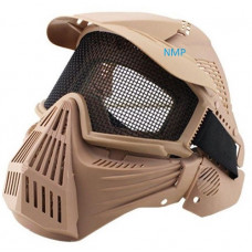 Airsoft BB Gun Face Mask Big Foot Tactical Full Face Protection with Eye Protection (Re-Enforced) Tan